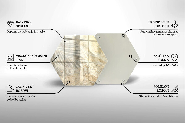 Üveg vágódeszka Pálmalevél és homok