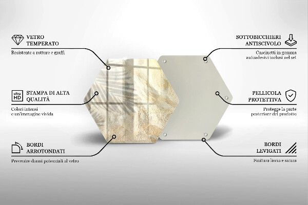 Üveg vágódeszka Pálmalevél és homok