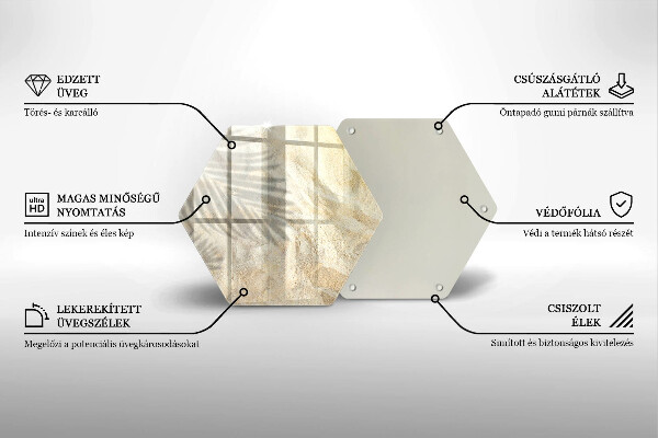 Üveg vágódeszka Pálmalevél és homok