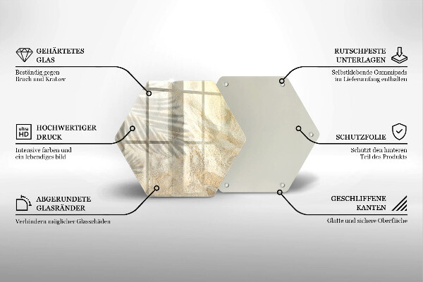 Üveg vágódeszka Pálmalevél és homok