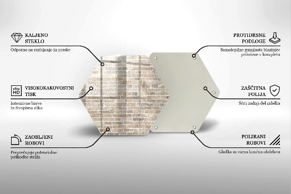 Üveg vágódeszka Világos téglafal
