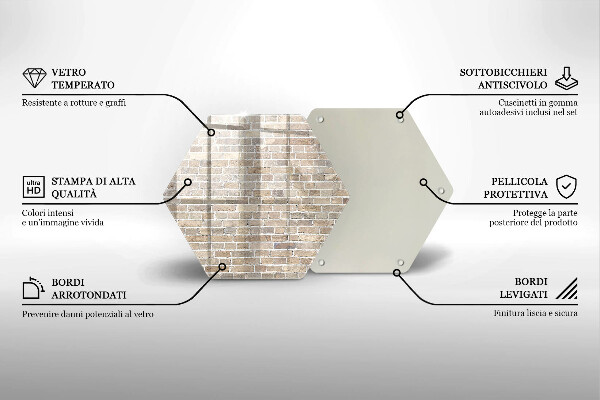 Üveg vágódeszka Világos téglafal