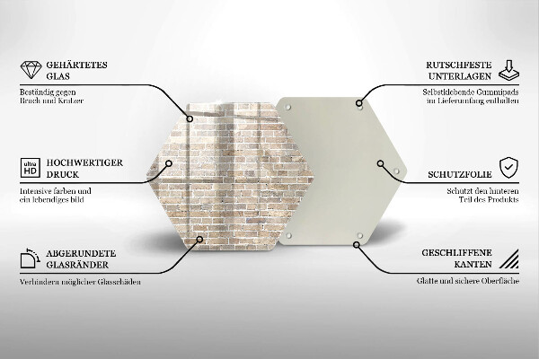 Üveg vágódeszka Világos téglafal