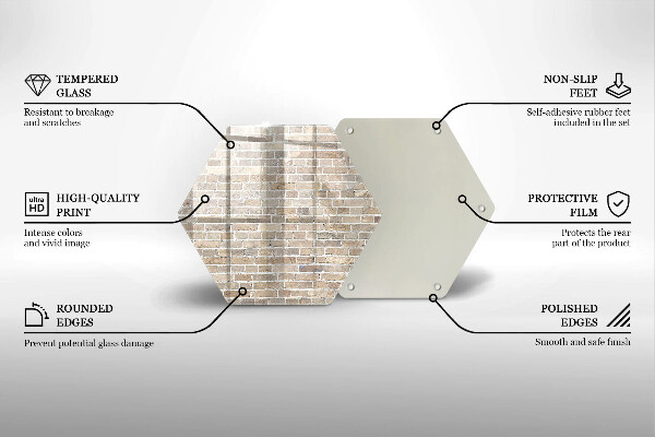 Üveg vágódeszka Világos téglafal