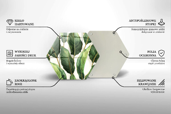 Üveg vágódeszka Banán levelek