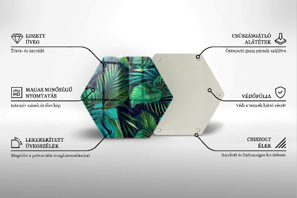 Üveg vágódeszka Dzsungel levelek illusztráció