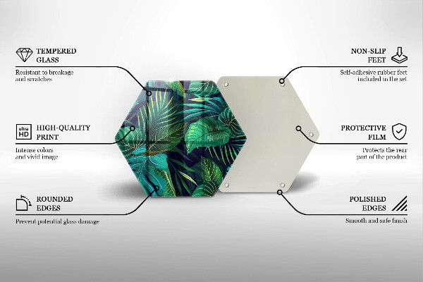 Üveg vágódeszka Dzsungel levelek illusztráció