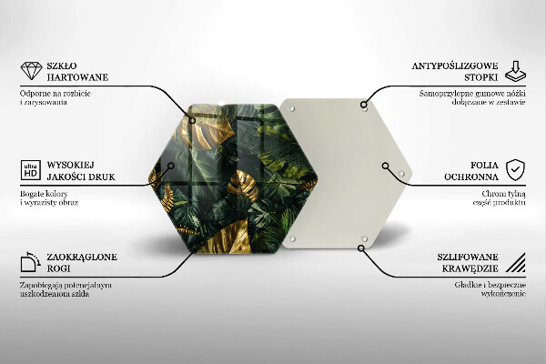 Üveg vágódeszka Arany monstera levelek