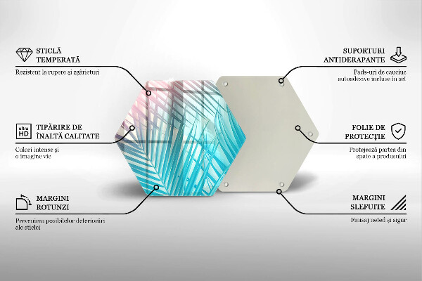 Üveg vágódeszka Pasztell levelek