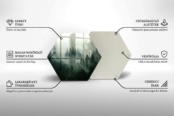 Üveg vágódeszka Ködös erdei táj