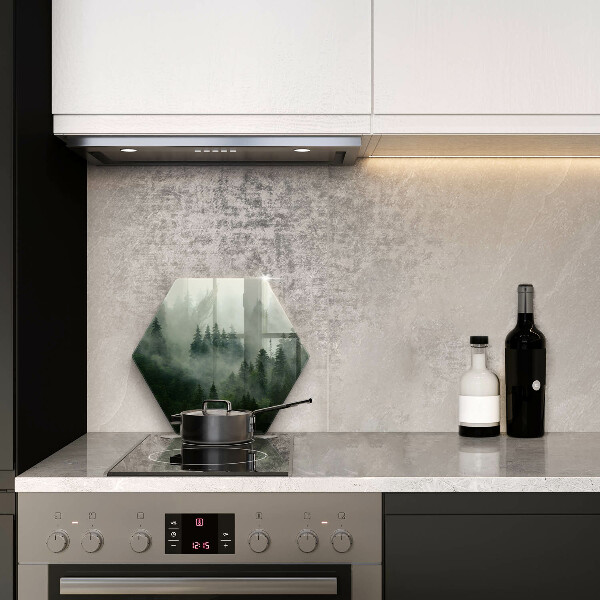 Üveg vágódeszka Ködös erdei táj