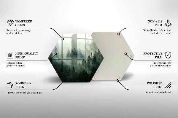 Üveg vágódeszka Ködös erdei táj