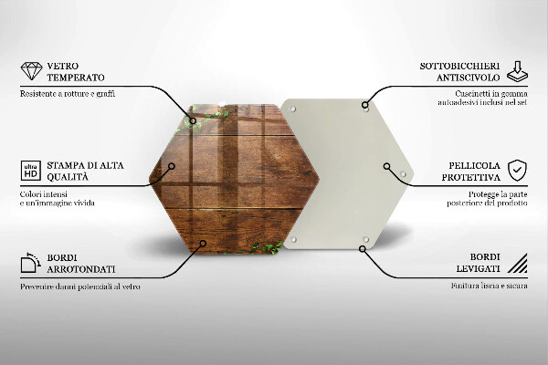 Üveg vágódeszka Fa táblák és levelek