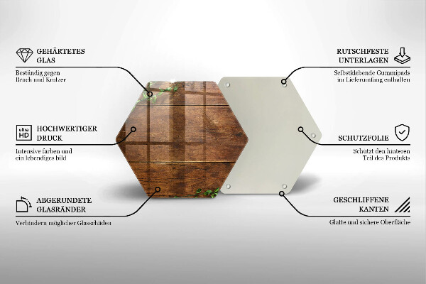 Üveg vágódeszka Fa táblák és levelek