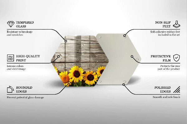 Üveg vágódeszka Napraforgó táblákon