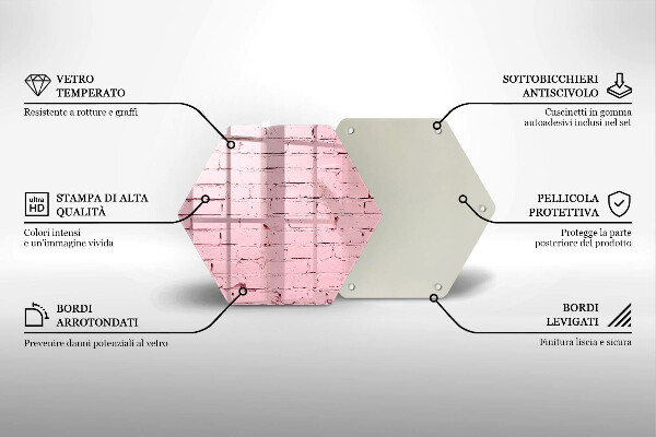 Üveg vágódeszka Pasztell téglafal