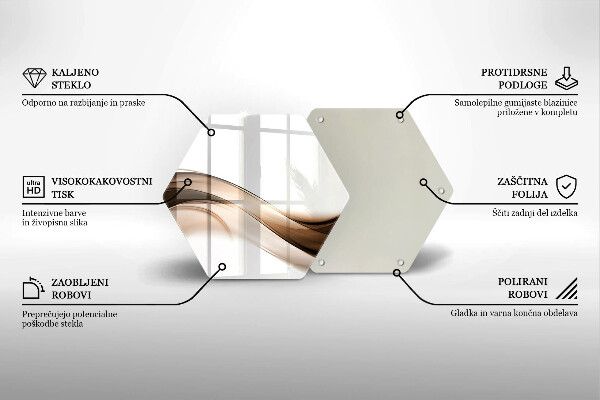 Üveg vágódeszka Absztrakt barna vonalak