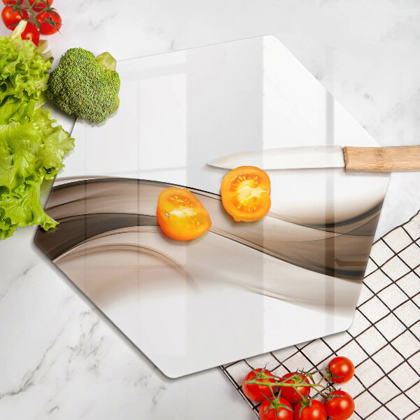 Üveg vágódeszka Absztrakt barna vonalak