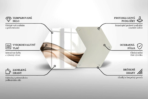 Üveg vágódeszka Absztrakt barna vonalak