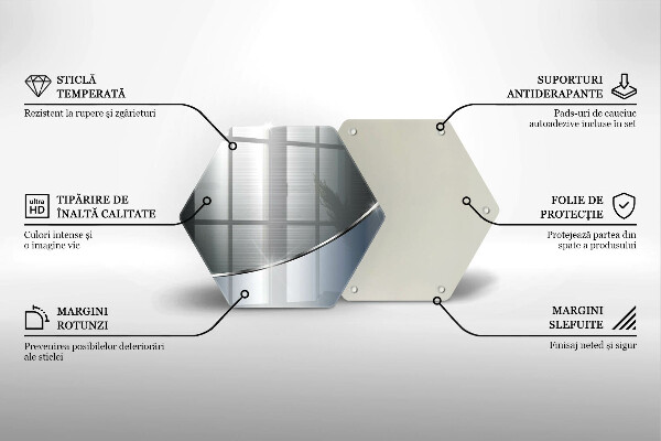 Üveg vágódeszka Fém absztrakciós minta
