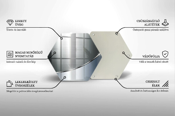 Üveg vágódeszka Fém absztrakciós minta