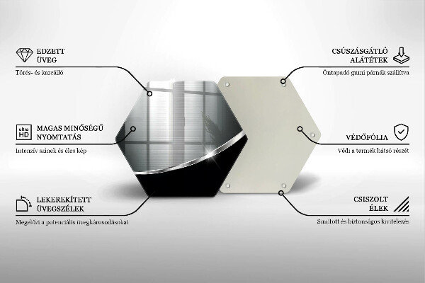 Üveg vágódeszka Absztrakció fémmel