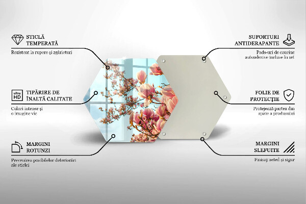 Üveg vágódeszka Rózsaszín virágú fa