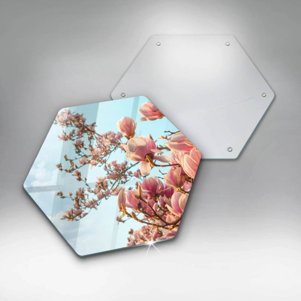 Üveg vágódeszka Rózsaszín virágú fa