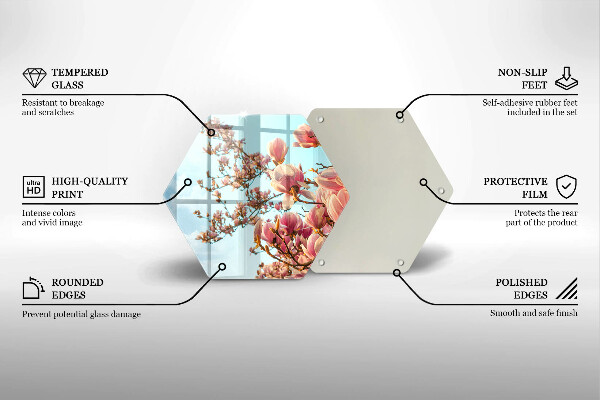 Üveg vágódeszka Rózsaszín virágú fa
