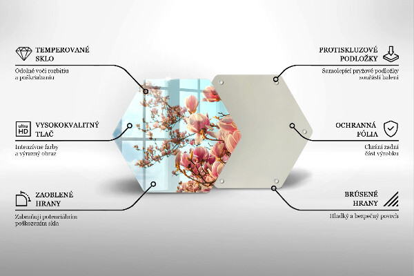 Üveg vágódeszka Rózsaszín virágú fa