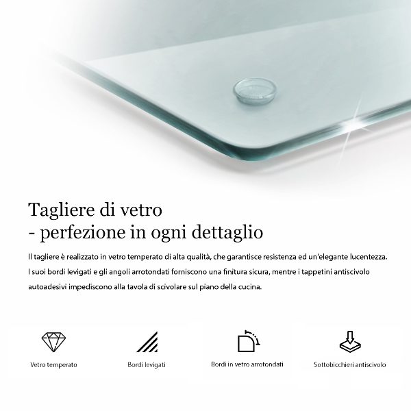 Átlátszó üveg vágódeszka 2x40x52 cm