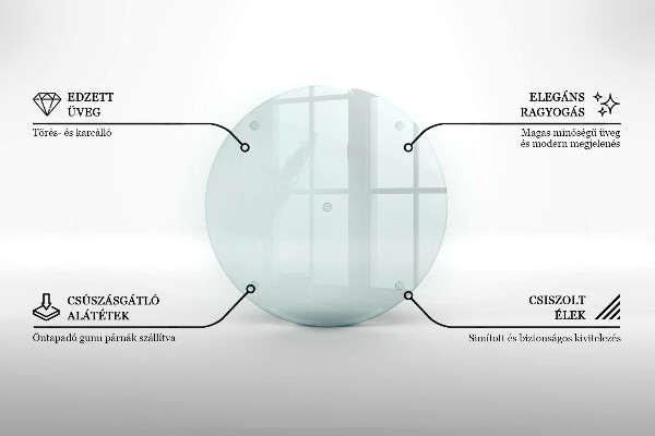 Átlátszó üveg vágódeszka 30 cm