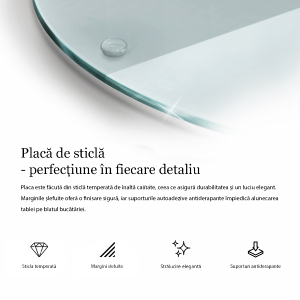 Átlátszó üveg vágódeszka 30 cm