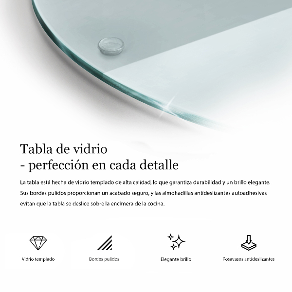 Átlátszó üveg vágódeszka 30 cm