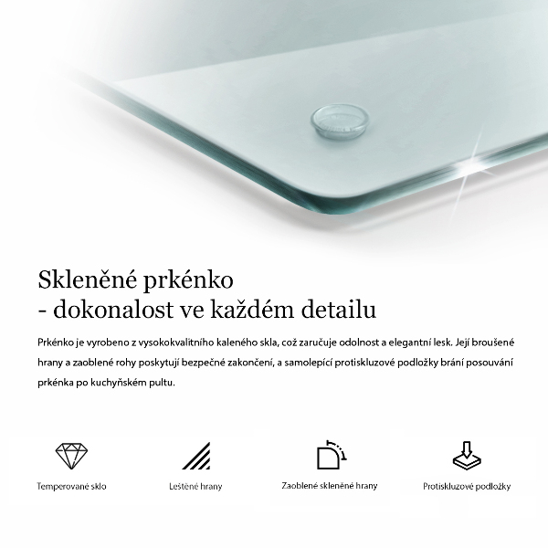 Átlátszó üveg vágódeszka 52x40 cm