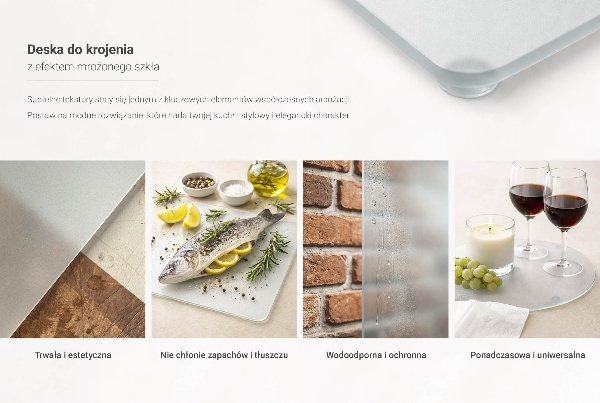 Edzett üveg vágódeszka 52x40 cm