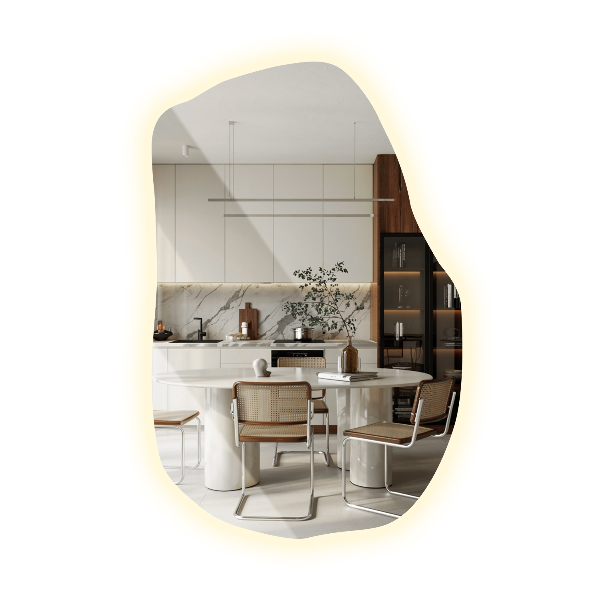 Szabálytalan ledes tükrök egyedi 70x46 cm