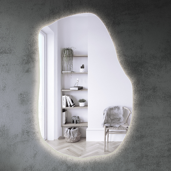 Szokatlan forma tükör led világítással modern 90x59 cm