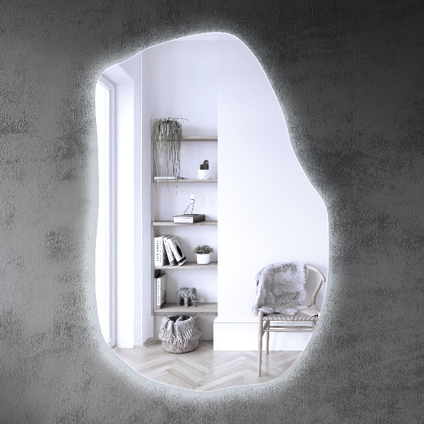 Szokatlan forma tükör led világítással modern 90x59 cm