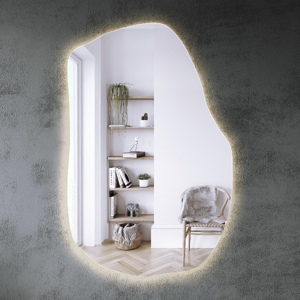 Szokatlan forma tükör led világítással modern 90x59 cm