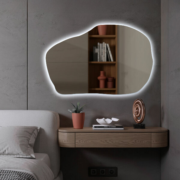 Szokatlan forma tükör led világítással modern 90x59 cm