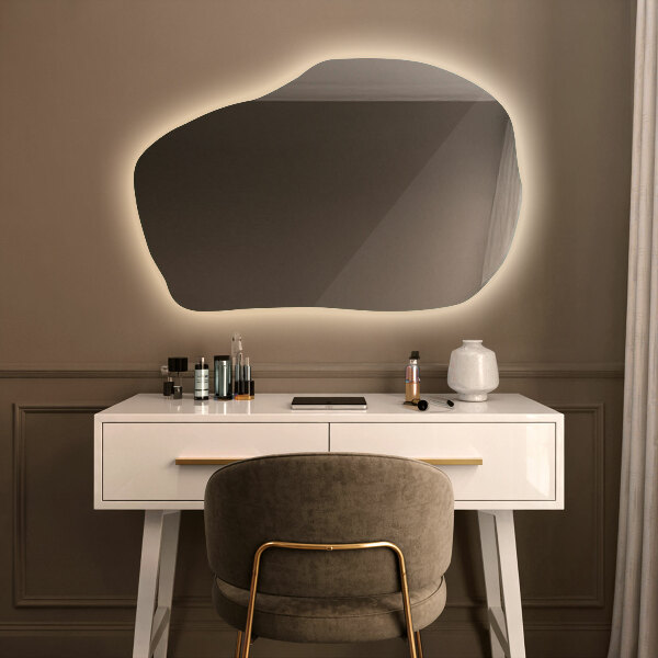 Szokatlan forma tükör led világítással modern 90x59 cm