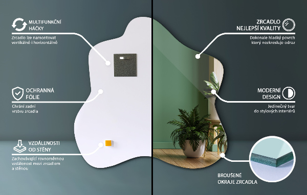 Folt alakú szabálytalan tükör 48x48 cm