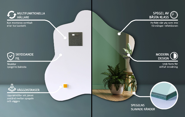 Folt alakú szabálytalan tükör 48x48 cm