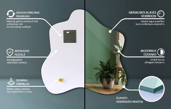 Folt alakú szabálytalan tükör 58x58 cm