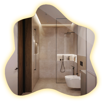 Szabálytalan folt alakú led tükör 77x77 cm