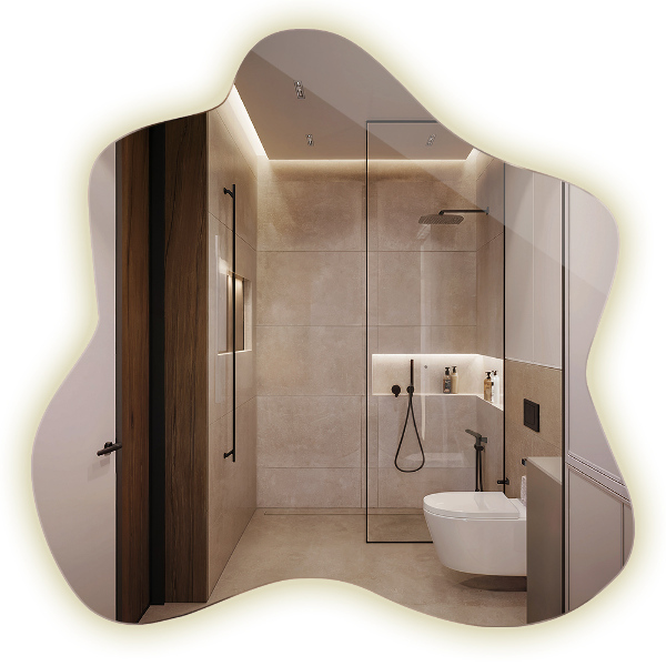 Szabálytalan folt alakú led tükör 77x77 cm