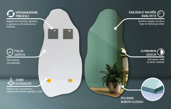 Szabálytalan tükör eredeti kiegészítés 40x80