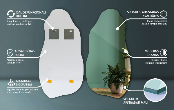 Aszimmetrikus forma tükör dekoratív 45x90