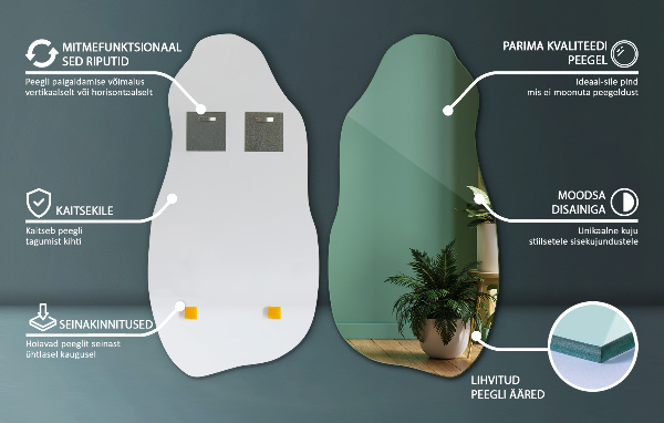 Aszimmetrikus forma tükör dekoratív 45x90